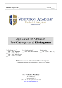 Application for Pre-K 3 through Kindergarten