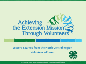 Lessons Learned from the North Central Region Volunteer e