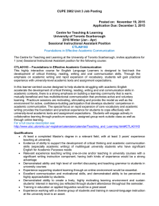 Winter 2016 Sessional Instructional Assistant Position