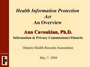 Overview of the Health Information Protection Act