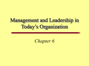 Management and Leadership in Today's Organization