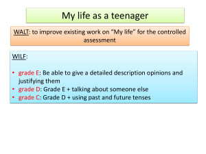 Week 5 My life as a teenager assessment preparation.