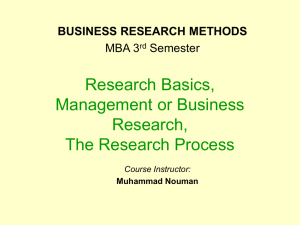 Research Basics, Management Research, The Research Process