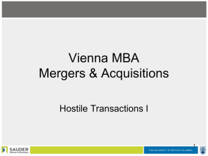 BAFI 507 Mergers & Acquisitions