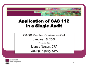 Application of SAS 112 in a Single Audit - PPT