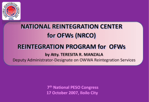 The National Reintegration Program for OFWs