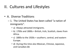 II. Cultures and Lifestyles