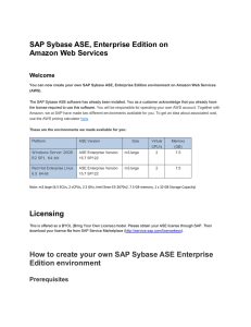 SAP Sybase ASE, Enterprise Edition on Amazon Web Services