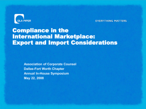 Compliance in the International Marketplace: Export and Import