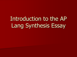 Introduction to the AP Lang Synthesis Essay