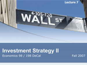 Lecture 4 Investment Strategies / Fundamental Analysis
