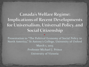 Canada's Welfare Regime - University of Victoria