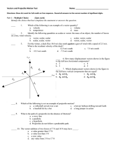 Vectors and Projectile Motion Test