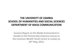THE UNVERSITY OF ZAMBIA SCHOOL OF HUMANITIES AND