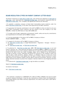 board resolution (typed on parent company letter head)