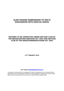 Alan Hughes Submission to DOC's Discussion into Digital Radio