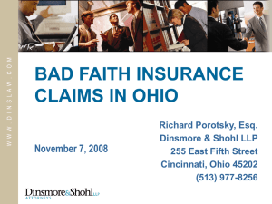 Bad Faith Insurance Claims in Ohio, including Emerging Issues and