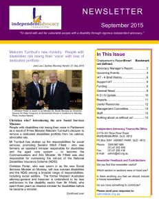 Newsletter - Independent Advocacy Townsville