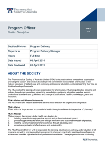 Program Delivery Manager - Pharmaceutical Society of Australia