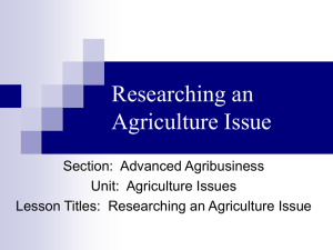Researching an Agriculture Issue Powerpoint