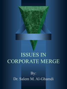 ISSUES IN CORPORATE MERGE - Faculty