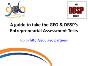 Instructions for the GEO Entrepreneurial Assessment Tests