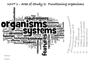 Yr 11 AoS 2- Functioning Organisms Notes