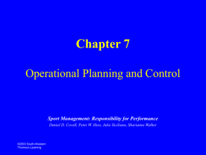 Chapter 7 Operational Planning and Control Sport Facility