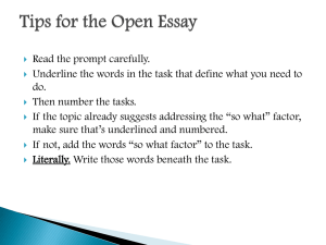 Tips for the Open Essay