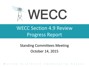 WECC Section 4.9 Review Progress Report