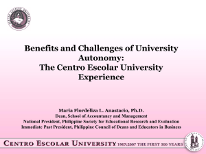 Benefits and Challenges of University Autonomy: The Centro