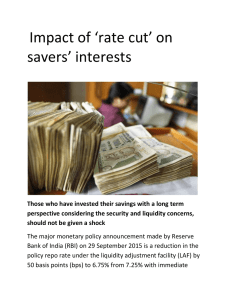 Impact of 'rate cut' on savers' interests Those who have invested