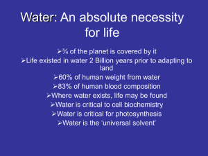 Water: An absolute necessity for life