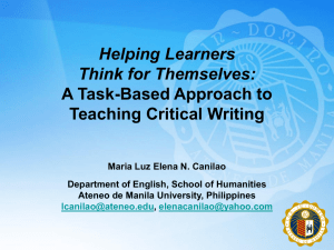 Critical reading and writing in the task