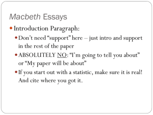 Macbeth Essays – Fixes
