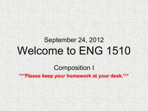 January 9, 2012 Welcome to ENG 1450