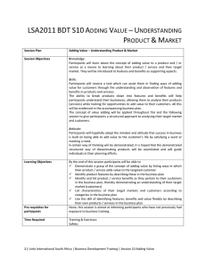 SABDT S10 Adding Value – Understanding Product & Market