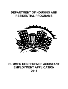 Summer Conference Assistant Application