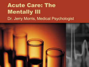 Acute Care: The Mentally Ill - Community Mental Health Consultants