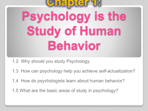 Chapter 1: Psychology is the Study of Human Behavior