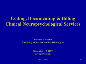 Coding, documenting, & billing clinical neuropsychological services