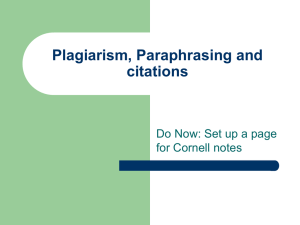 Plagiarism, Paraphrasing and citations