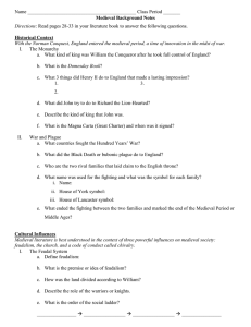 Medieval Background Notes Worksheet