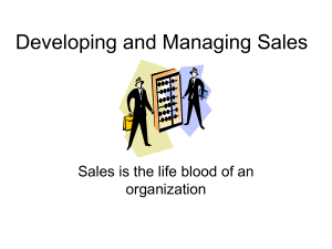 Developing and Managing Sales