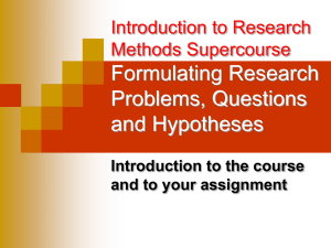 Introduction to Research Methods Supercourse