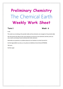 Preliminary Chemistry The Chemical Earth Weekly Work