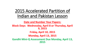2015 Academic A Partition of Indian and Pakistan Lesson