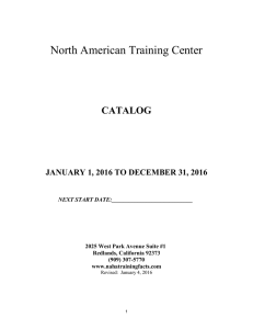 School Catalog - North America Training Center