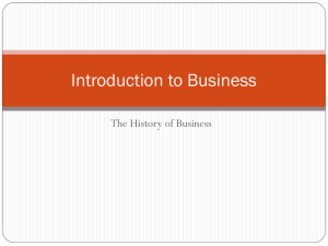 Introduction to Business History of Business