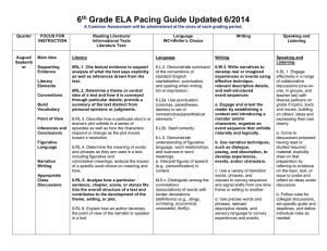 6 th Grade ELA Pacing Guide Updated 6/2014